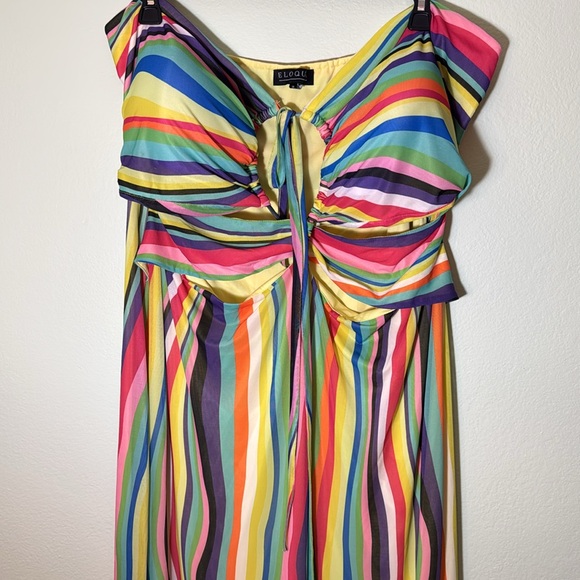 Eloquii Bodice Stripped Front Lace Up Maxi Dress size 26 - Picture 5 of 10